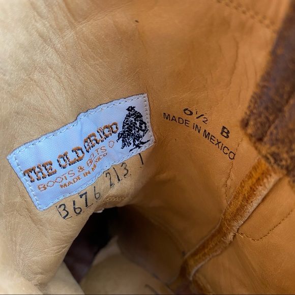 Old gringo brown crackle leather rustic vintage cowboy boots 6.5 - Picture 3 of 10